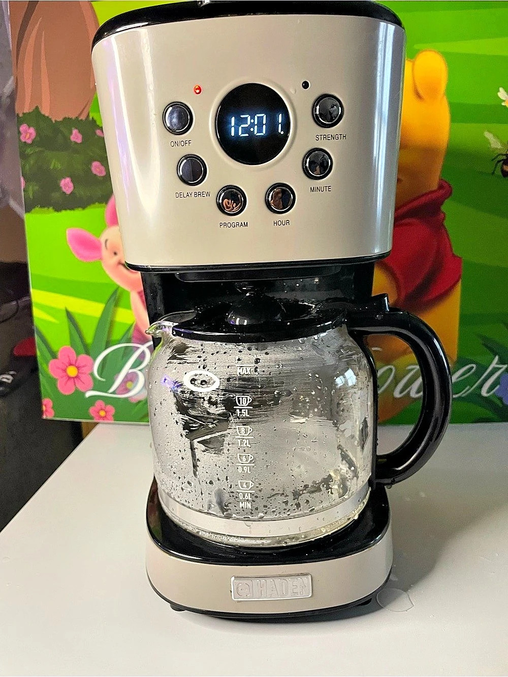 Haden 12-Cup Programmable Drip Coffee Maker White & Black